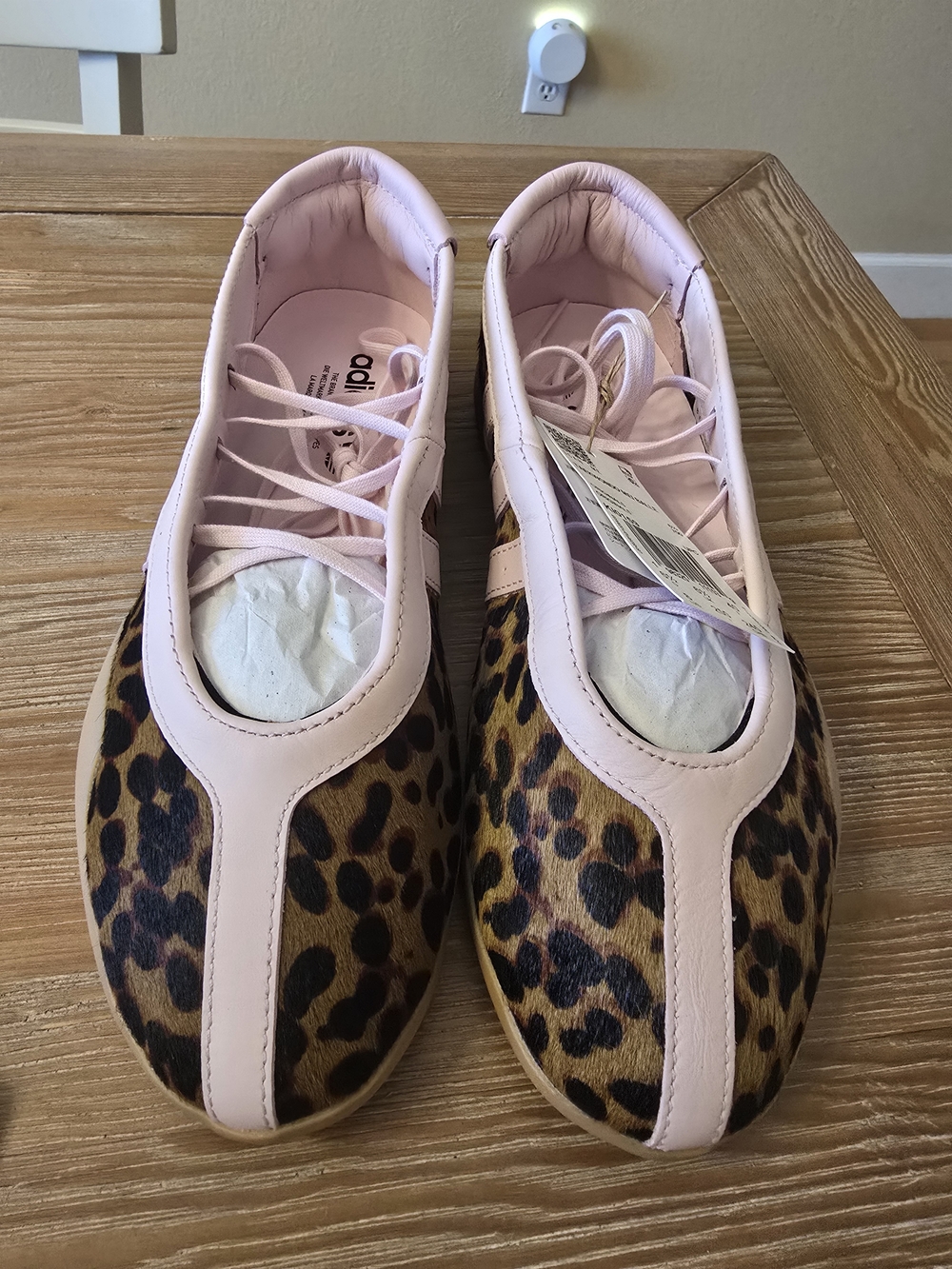 NWT adidas Taekwondo Mei Leopard Print Sneakers with Pink Trim